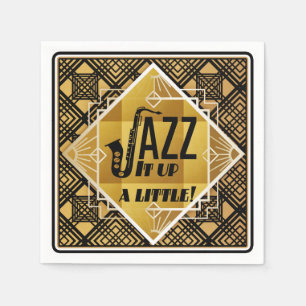 Servilleta De Papel Saxofón de jazz art déco negro música dorada