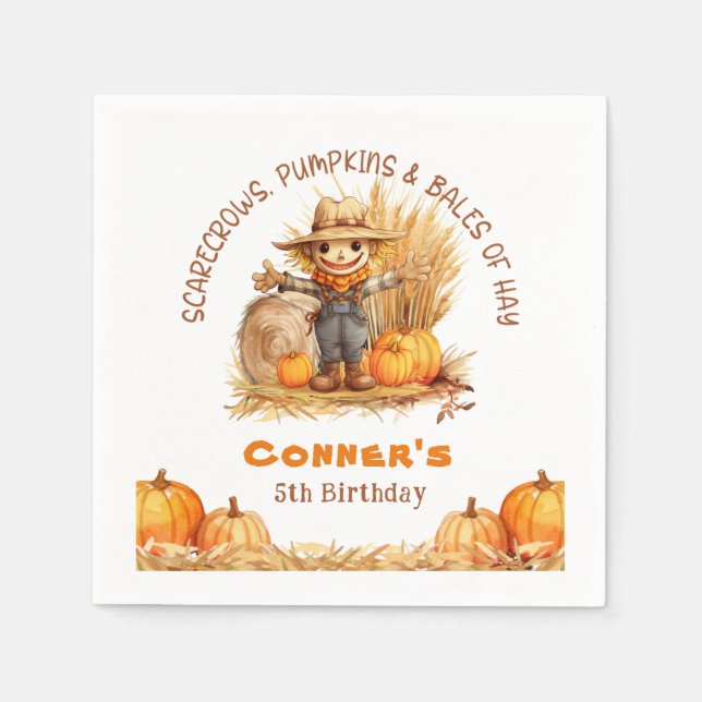 SERVILLETA DE PAPEL SCARECROW PUMPKINS & BALES DE CUMPLEAÑOS HASTA LA  (Anverso)
