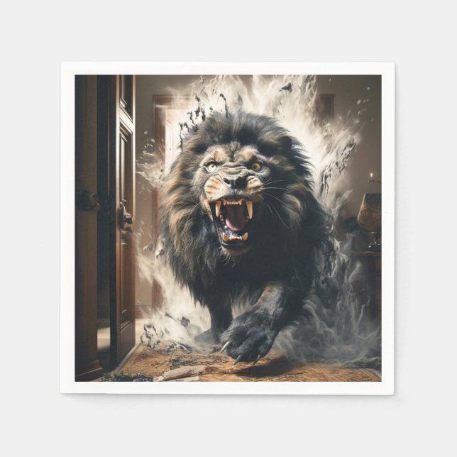 Servilleta De Papel Scary Lion (Anverso)