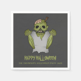Servilleta De Papel Scary Zombie Personalizable Halloween Event Text