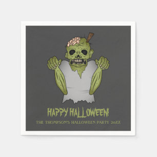 Servilleta De Papel Scary Zombie Personalizable Halloween Event Text