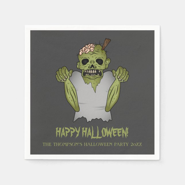 Servilleta De Papel Scary Zombie Personalizable Halloween Event Text (Anverso)