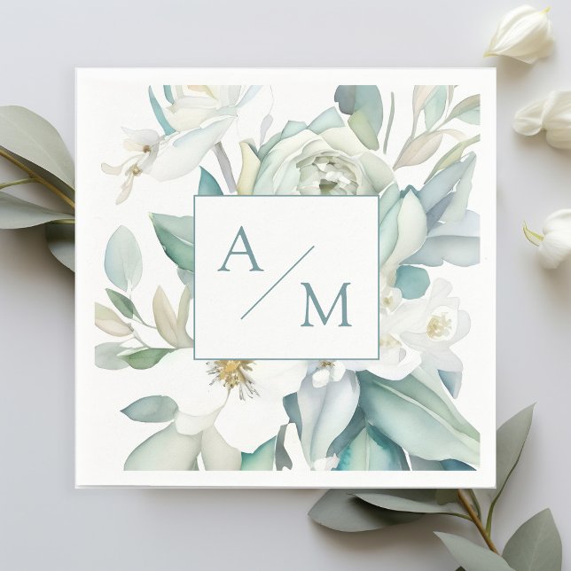 Servilleta De Papel Schlicht elegante Greenery Monogramm (Subido por el creador)