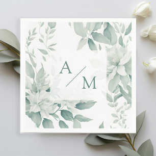 Servilleta De Papel Schlicht elegante Greenery Monogramm