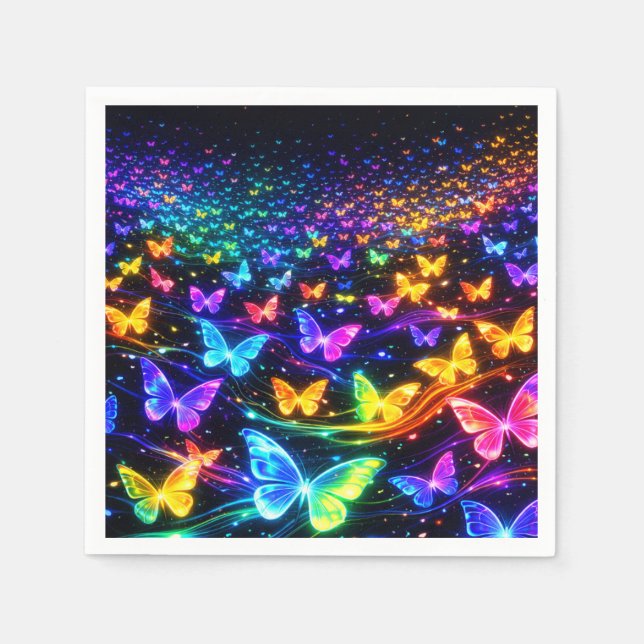 Servilleta De Papel Schmetterlingsservietten im Neonlook (Anverso)