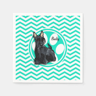 Servilleta De Papel Schnauzer; Aqua Green Chevron