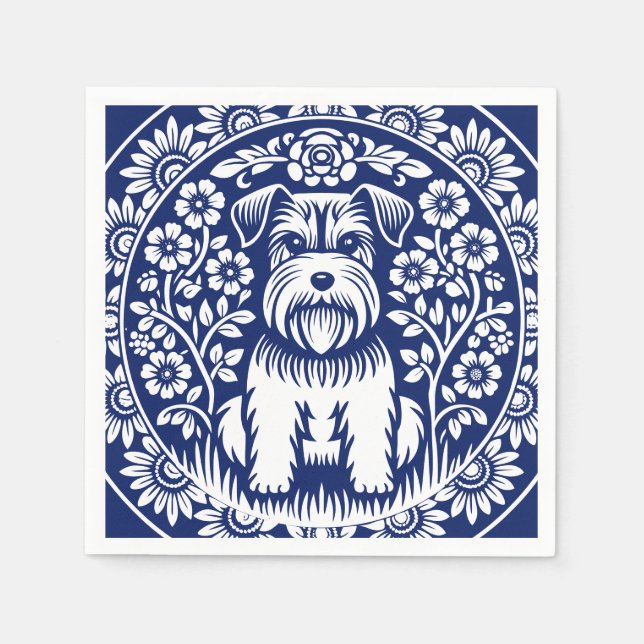 Servilleta De Papel Schnauzer o Norfolk Terrier encantan el arte folcl (Anverso)