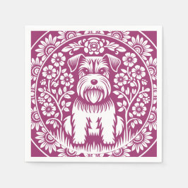Servilleta De Papel Schnauzer Personalizado color victoriano floral