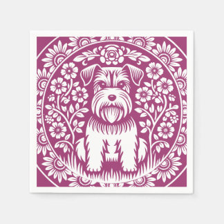 Servilleta De Papel Schnauzer Personalizado color victoriano floral