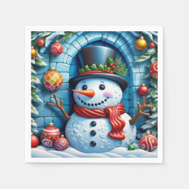 Servilleta De Papel Schneemann mit Weihnachtsdeko -