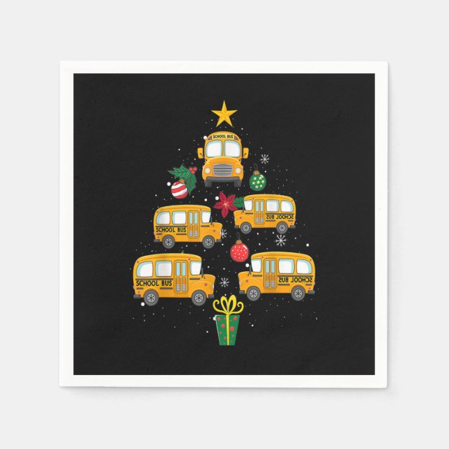 Servilleta De Papel School Bus Christmas Tree Funny Boys Girls Kids Xm (Anverso)