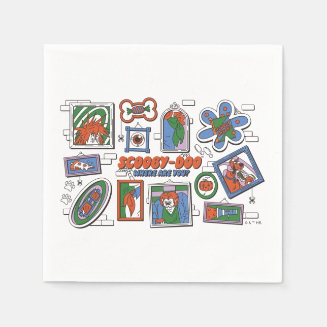 Servilleta De Papel Scooby-Doo Wall of Halloween Picture Frames (Anverso)