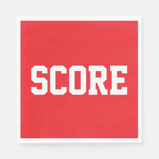 Servilleta De Papel SCORE Fun Sporty White Athletic Text On Bright Red (Anverso)