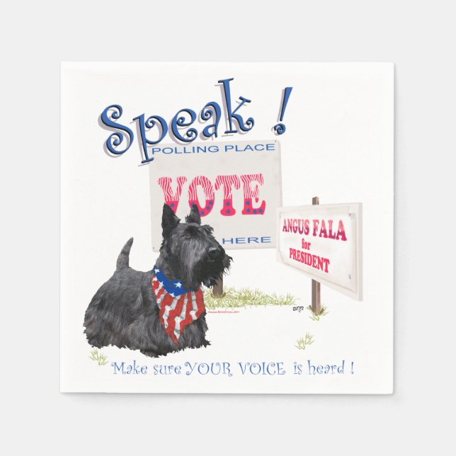 Servilleta De Papel Scottie Angus Fala para Presidente (Anverso)