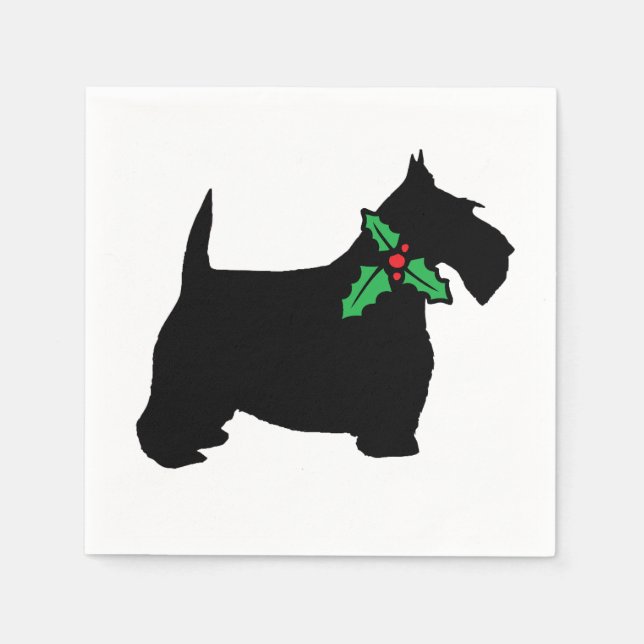 Servilleta De Papel Scottish Terrier and Holly (Anverso)