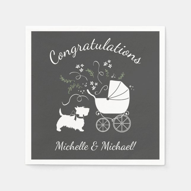 Servilleta De Papel Scotty Dog Baby Shower (Anverso)