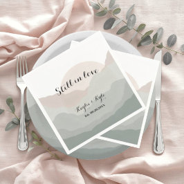 Servilleta De Papel Script Boho Acuarela Montaña Aniversario 
