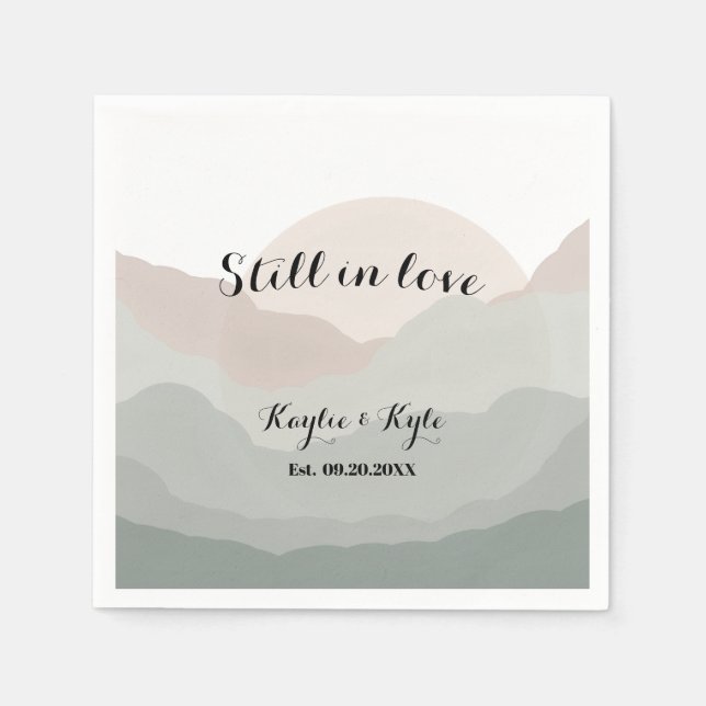 Servilleta De Papel Script Boho Watercolor Mountain Anniversary  (Anverso)