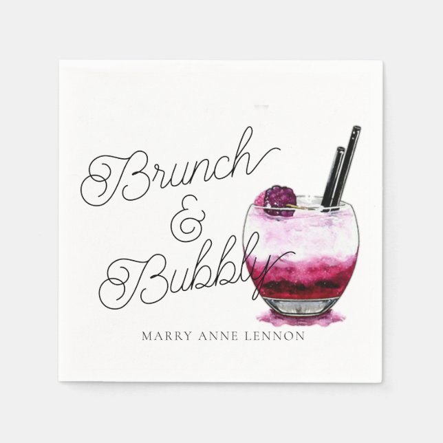 Servilleta De Papel Script Bridal Brunch and Bubbly Cocktail Napkins (Anverso)