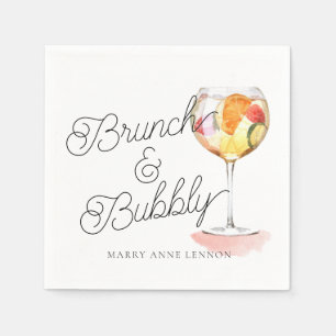 Servilleta De Papel Script Brunch and Bubbly Cocktail Napkins
