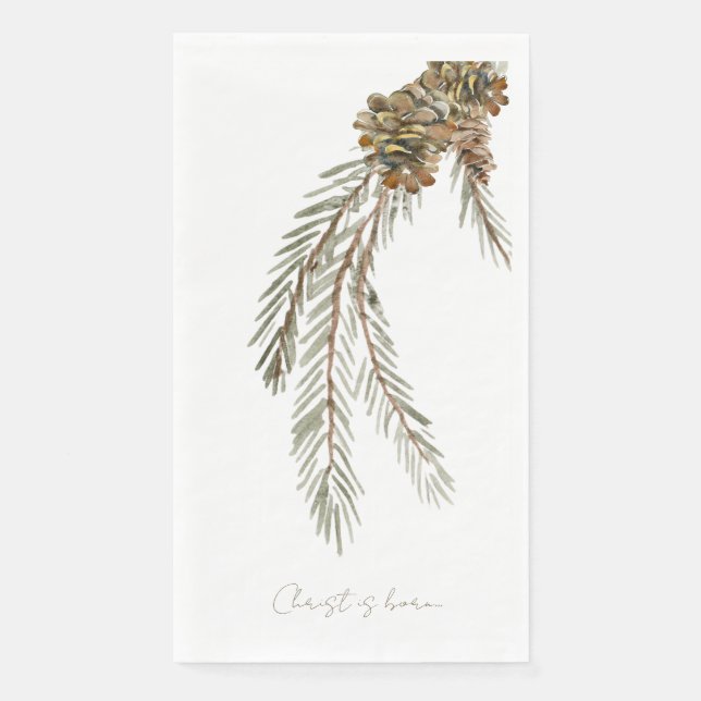 Servilleta De Papel Script Christ Nace Pine Cone White (Anverso)