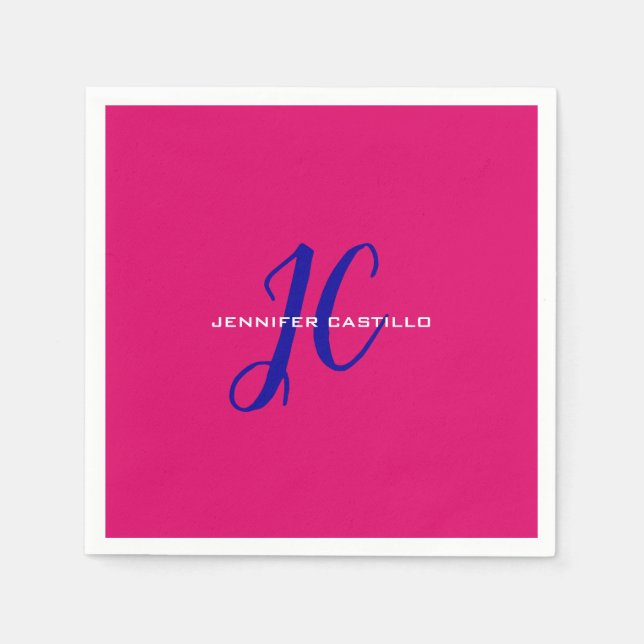 Servilleta De Papel Script de caligrafía profesional Monograma Girly (Anverso)