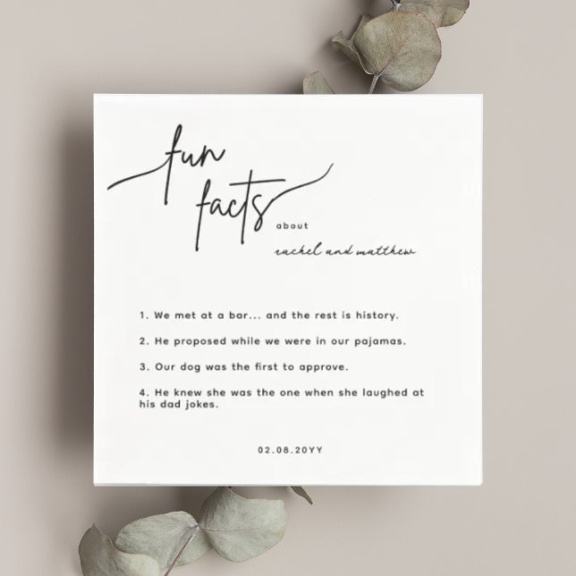 Servilleta De Papel Script Fun Facts Boda Napkins (Subido por el creador)