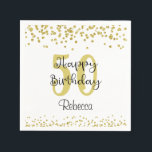 Servilleta De Papel Script HAPPY 50th BIRTHDAY Name Gold Purpurina<br><div class="desc">Celebra un 50 o cualquier cumpleaños con estas servilletas fiestas personalizadas diseñadas con confetti purpurina de oro y un guión moderno y de moda FELIZ título de CUMPLEAÑOS personalizado con su edad y nombre u otro texto. Póngase en contacto con el diseñador a través de Zazzle Chat o makeitaboutyoustore@gmail.com si...</div>