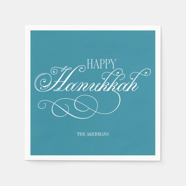 Servilleta De Papel Script Happy Hanukkah Holiday (Anverso)