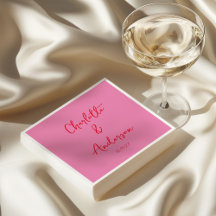 Script manuscrito Whimsy Pink Red Custom Wedding