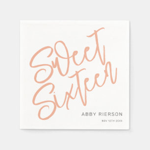 Servilleta De Papel Script Rubor Sweet 16 Nombre personalizado