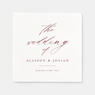 Servilleta De Papel Script simple Burgundy Maroon Boda