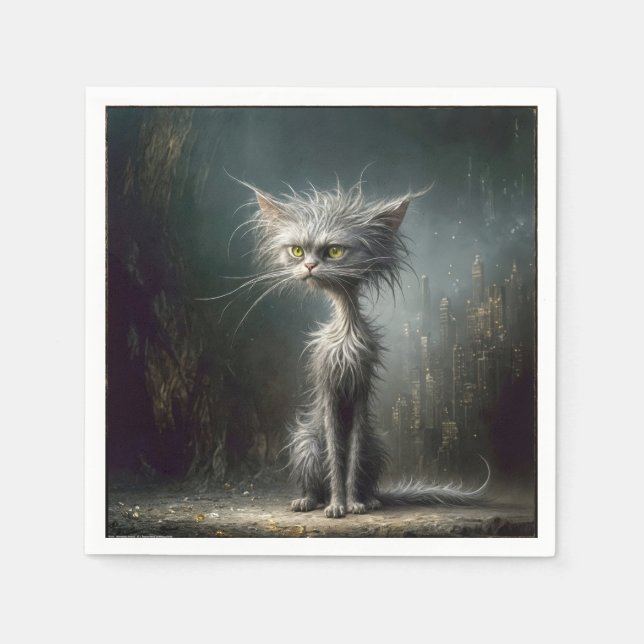 Servilleta De Papel Scruffy City Street Cat (Anverso)