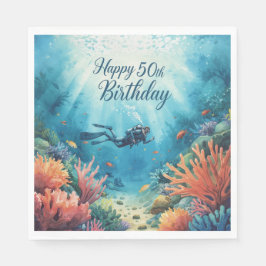 Servilleta De Papel Scuba 50th birthday underwater birthday card 