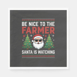 Servilleta De Papel Sé Amable Con El Papá Noel Agricultor Navidad
