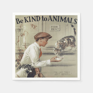 Servilleta De Papel Sé amable con los animales - Póster vintage