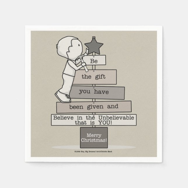 Servilleta De Papel Sé el Árbol Regalo-Navidad (Tan) (Anverso)