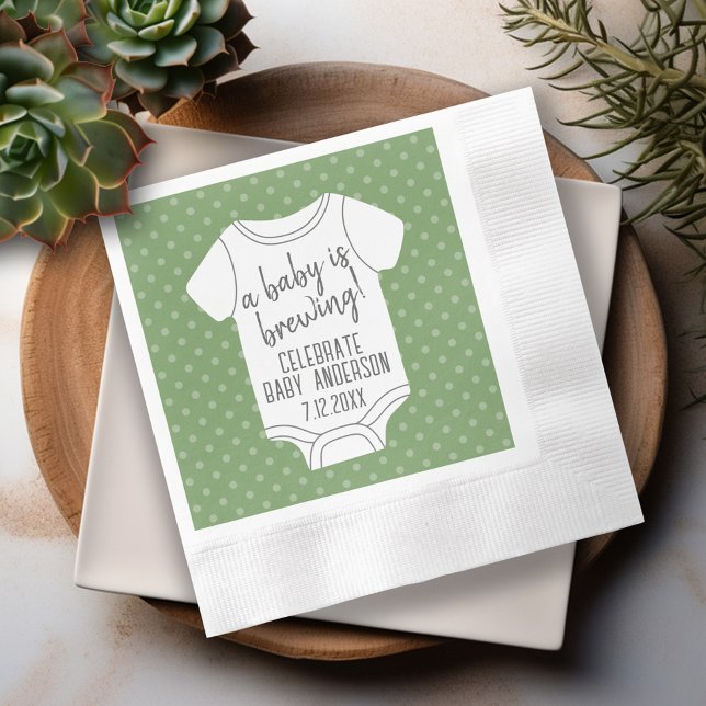 Servilleta De Papel Se está preparando un bebé — Ducha de parejas - Ve (A Baby is Brewing  personalized baby shower invitations)