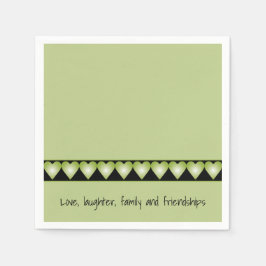 Servilleta De Papel Se ha acentuado el pequeño patrón de corazón verde