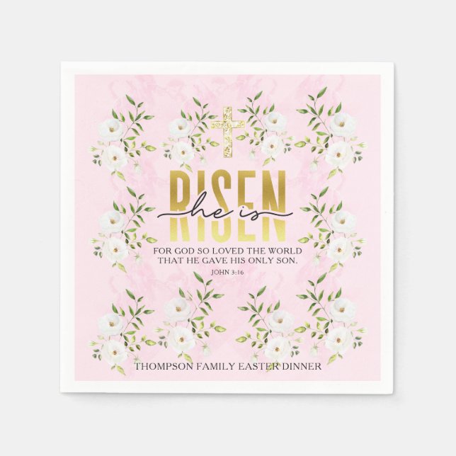 Servilleta De Papel Se Levanta Cita Religiosa Cristiana Pascua (Anverso)