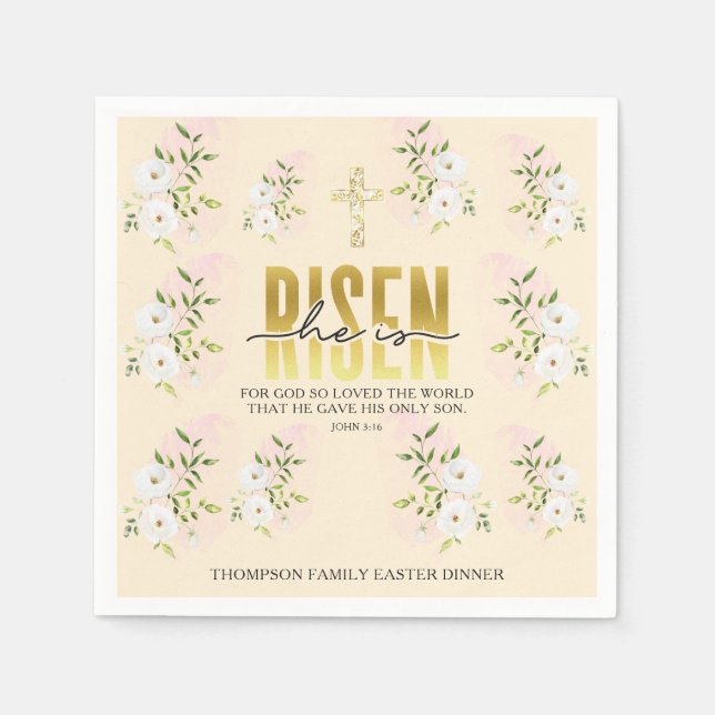 Servilleta De Papel Se Levanta Cita Religiosa Cristiana Pascua De Aren (Anverso)