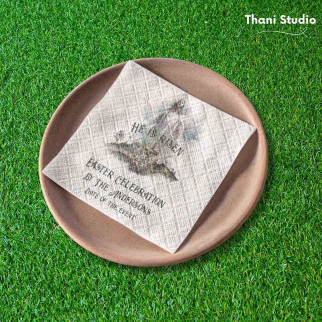 Servilleta De Papel Se levanta la Cruz Religiosa Cristiana de Pascua (Subido por el creador)