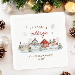 Servilleta De Papel Se necesita un Baby Shower de invierno con nieve e