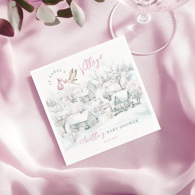 Servilleta De Papel Se necesita un Chica rosado de aldea en Baby Showe (Subido por el creador)