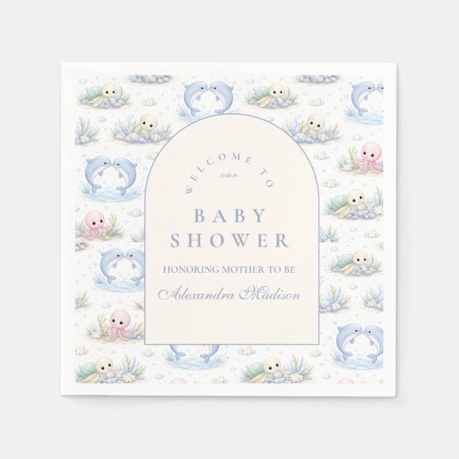 Servilleta De Papel Sea Animals Elegant Arch Baby Shower (Anverso)