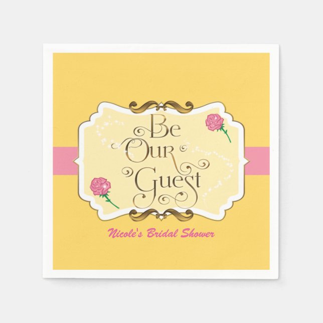 Servilleta De Papel Sea nuestro Fiesta de princesas rosadas y amarilla (Anverso)