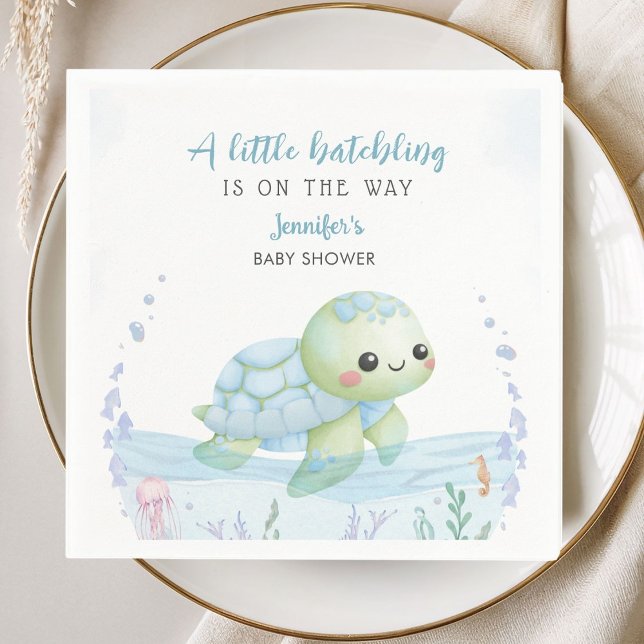 Servilleta De Papel Sea Turtle Hatchling Boy Baby Shower Paper Napkin (Subido por el creador)