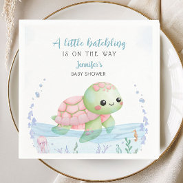 Servilleta De Papel Sea Turtle Hatchling Girl Baby Shower Paper Napkin