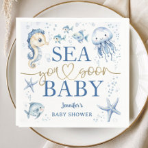 Sea You Soon Baby Shower Niño Azul Marino Papel