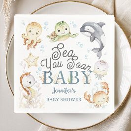 Servilleta De Papel Sea You Soon Baby Shower Ocean Gender Neutral 